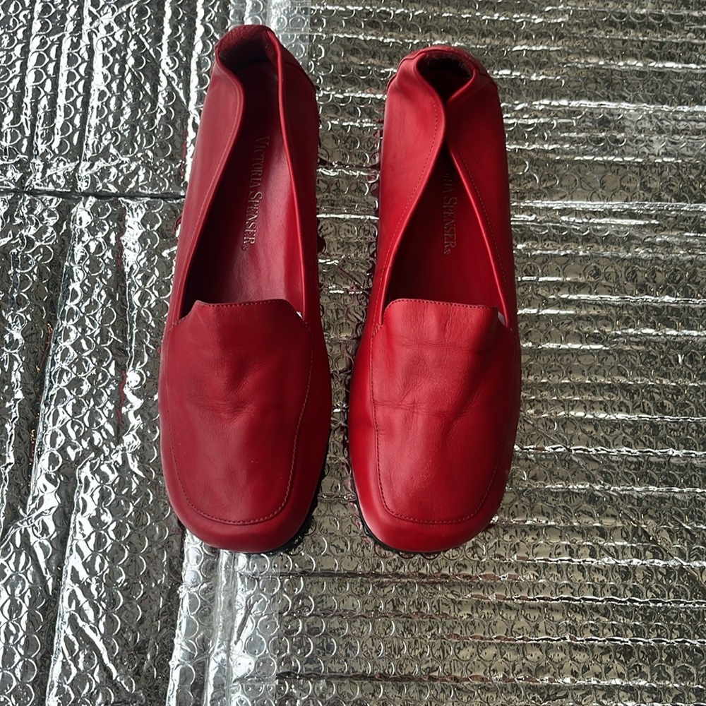Victoria Spenser Red Leather Loafers